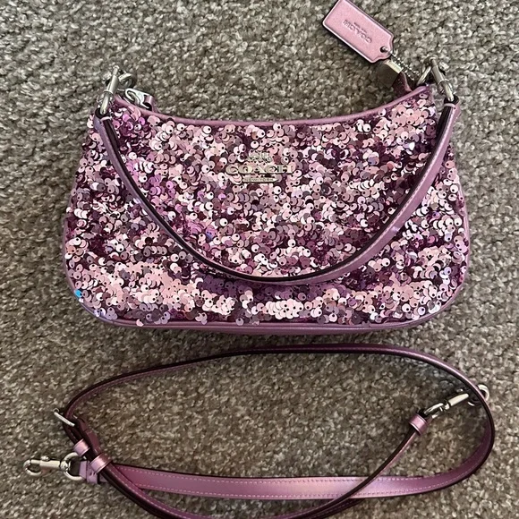 Coach Lavender Sequin Shoulder Bag - Picture 2 of 9